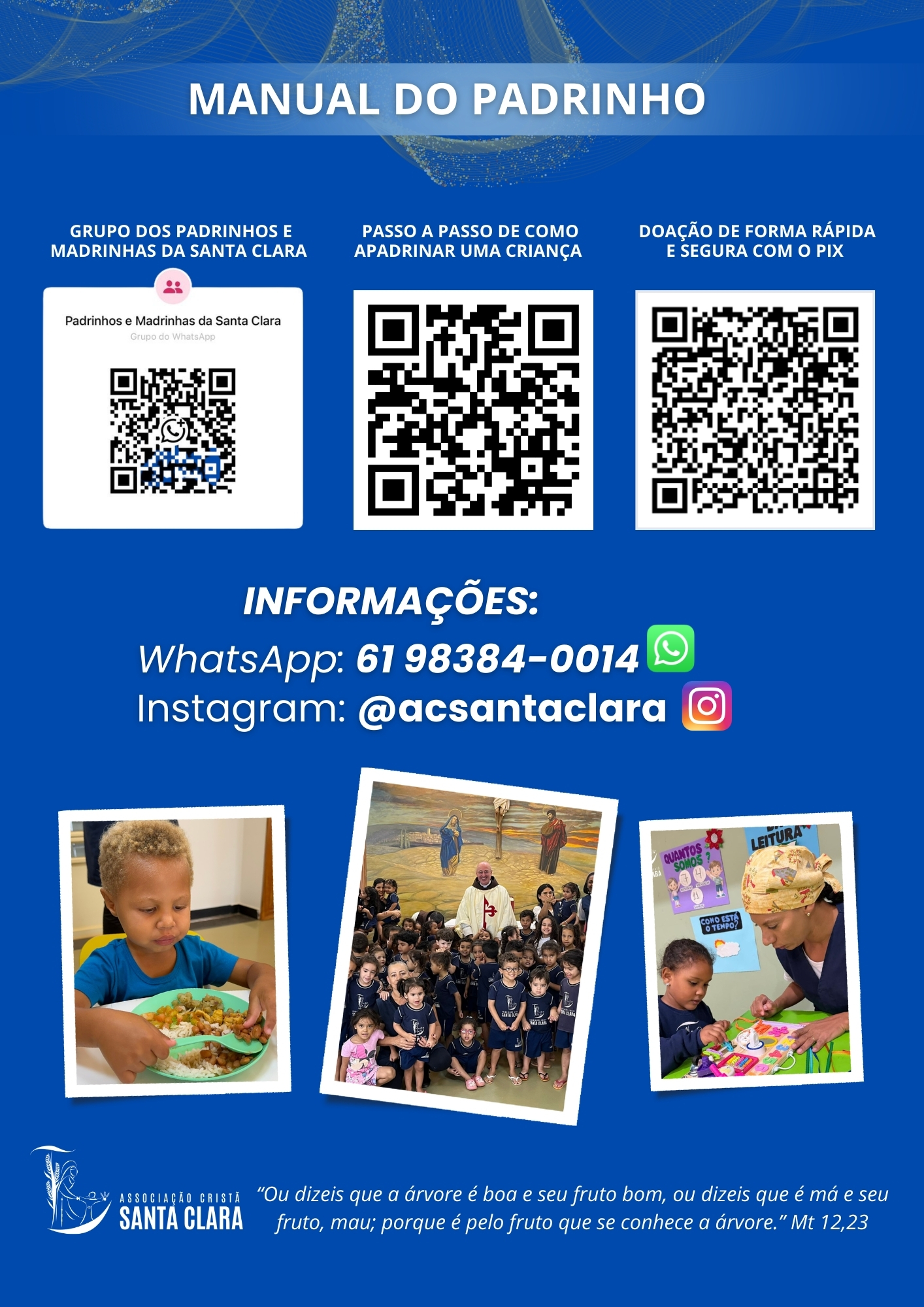 Apadrinhar uma crian&ccedil;a &eacute; muito mais do que realizar uma contribui&ccedil;&atilde;o mensal. &Eacute; escolher fazer parte da nossa miss&atilde;o e ajudar a transformar realidades com amor, cuidado e responsabilidade.